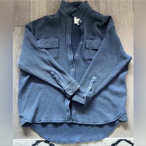 Aerie Waffle Shacket Lumberjane Button Down Shirt Oversized - Picture 2 of 3